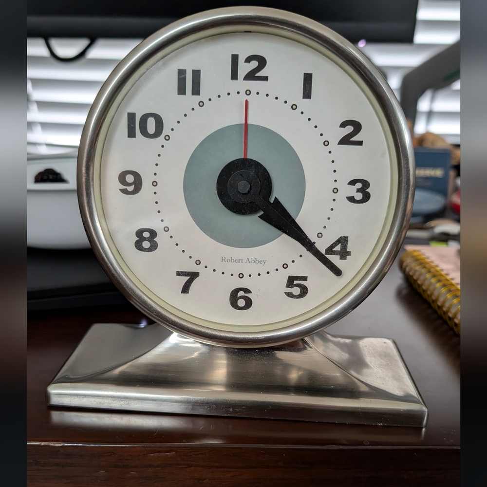 Robert Abbey Vintage Mid Century Modern Desktop Alarm Clock Tested/Working